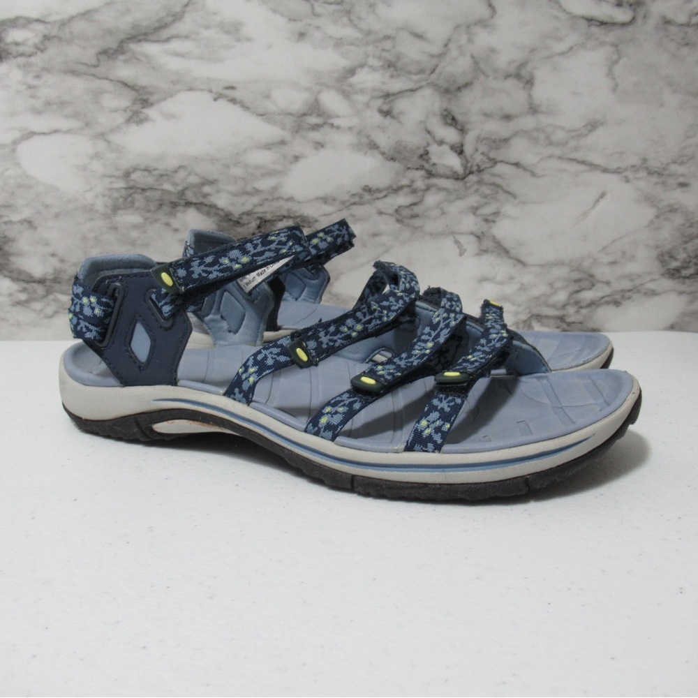 L.L. Bean Blue Floral Strap Outdoor Sandals Size 8